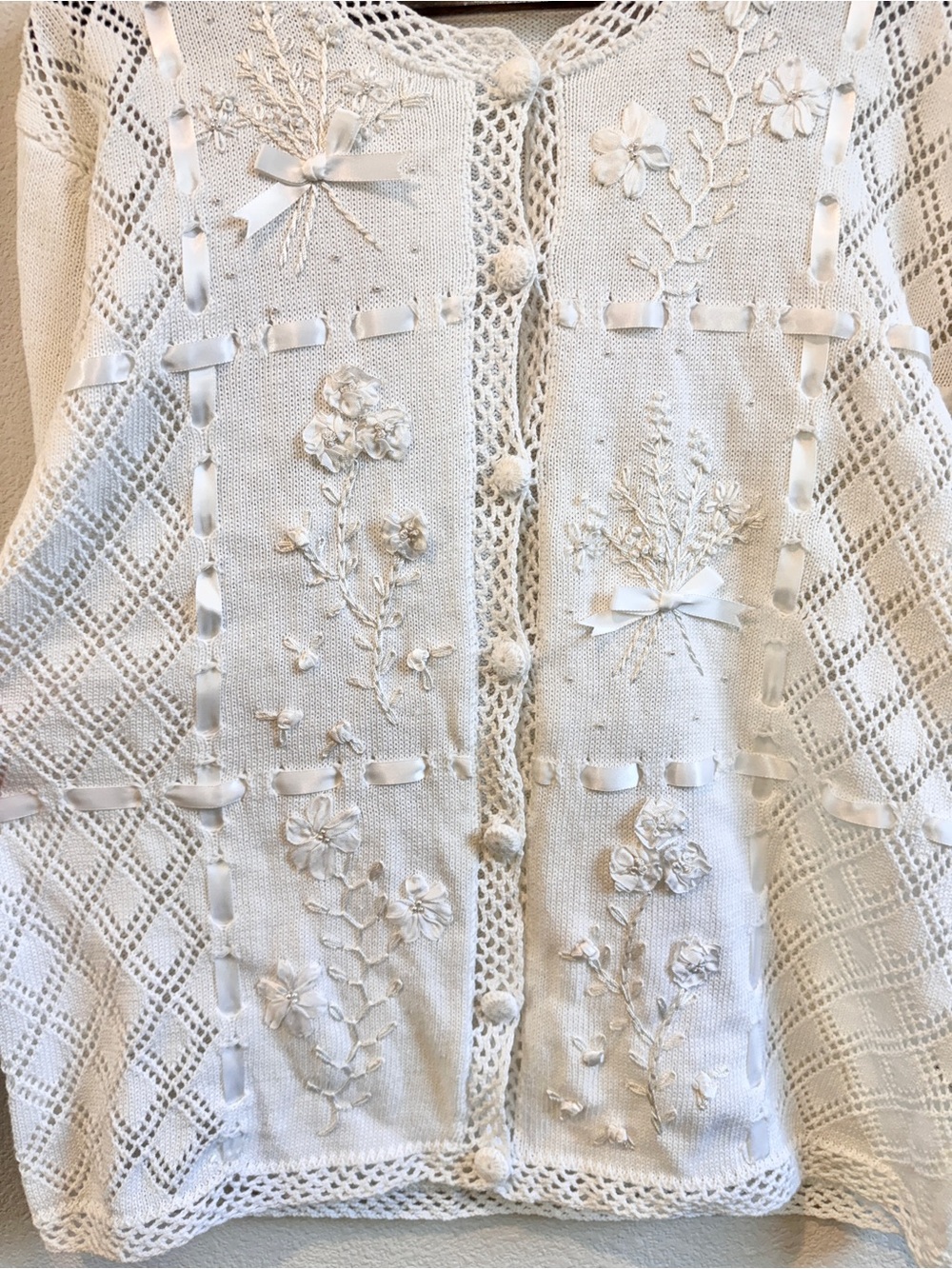 Susan Bristol Hand Embroidered Cardigan Cottagecore Granny Chic Floral Large G47 - Picture 6 of 10